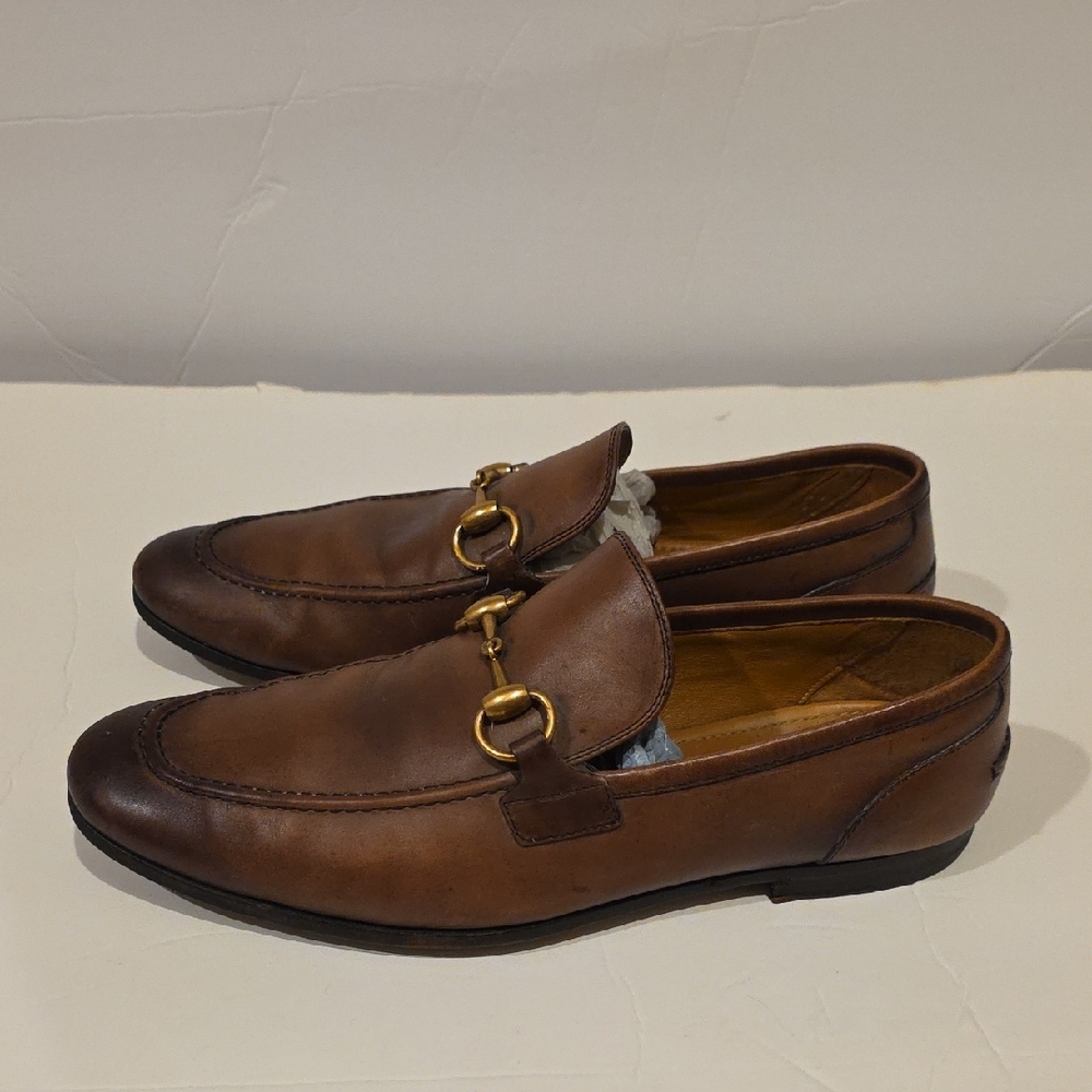 Gucci Brown Leather Horsebit Loafers Uk 6.5